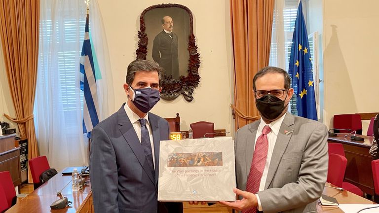 جانب من لقاءات وفد المجلس الوطني الاتحادي برئاسة الدكتور علي النعيمي في اليونان