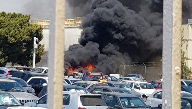 حريق كبير بمطار بيروت