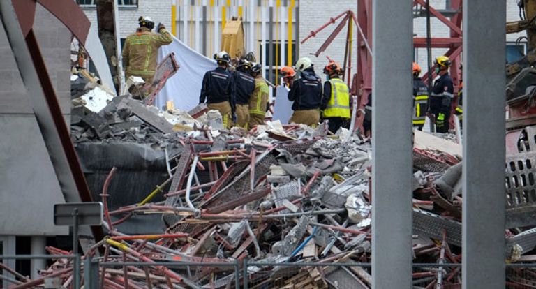 ملامح انهيار المدرسة قيد الإنشاء في بلجيكا