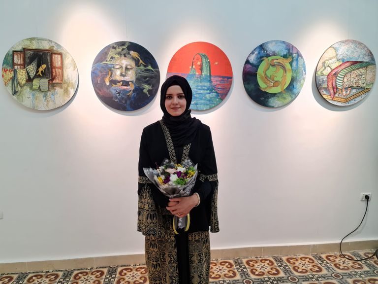 جانب من معرض ملاذ الفن بغزة