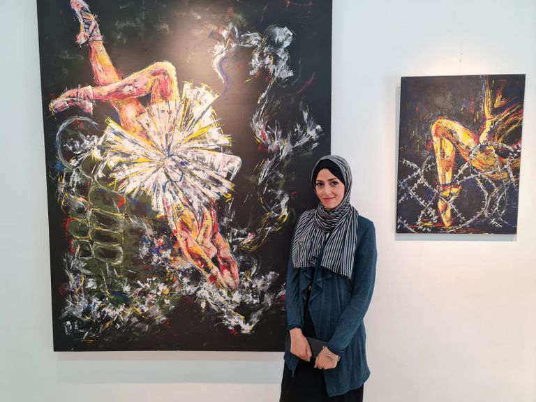 جانب من معرض ملاذ الفن بغزة