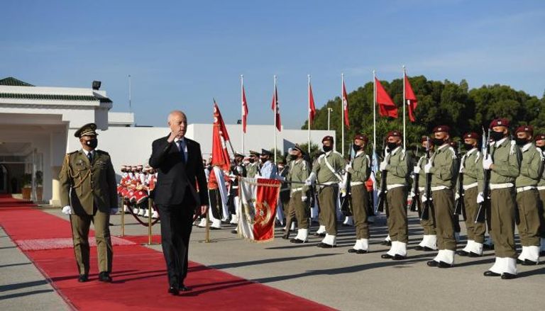 الرئيس التونسي قيس سعيد خلال الاحتفال 