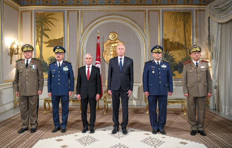 الرئيس التونسي قيس سعيد خلال الاحتفال 