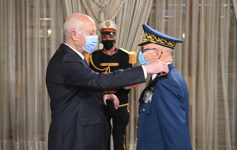 الرئيس التونسي قيس سعيد خلال الاحتفال 