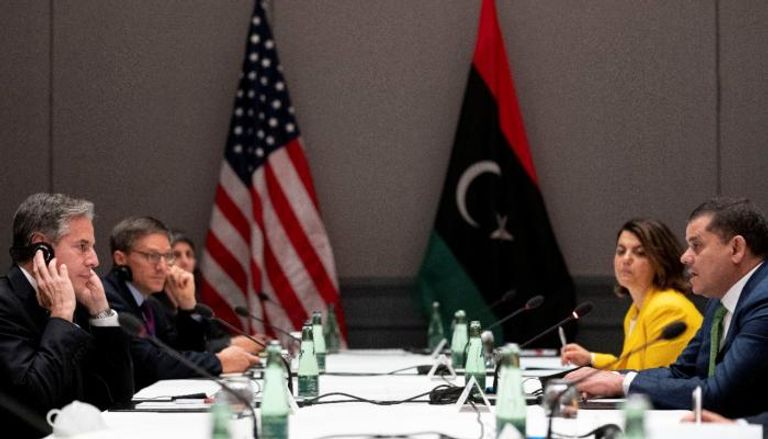 رئيس الوزراء الليبي ووزير الخارجية الأمريكي 