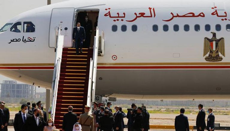 الرئيس المصري عبدالفتاح السيسي يصل إلى العراق
