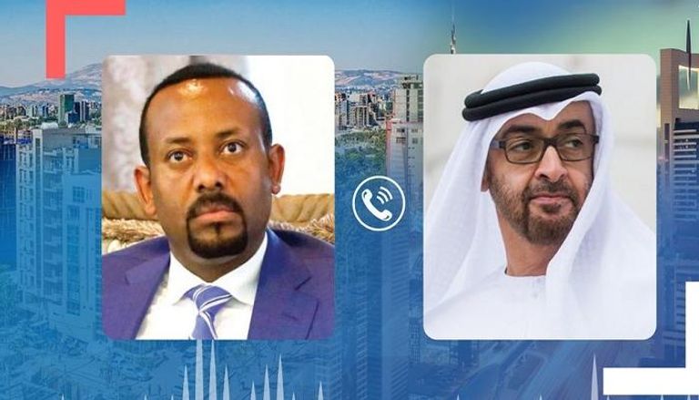 الشيخ محمد بن زايد آل نهيان ولي عهد أبوظبي نائب القائد الأعلى للقوات المسلحة وآبي أحمد رئيس وزراء إثيوبيا