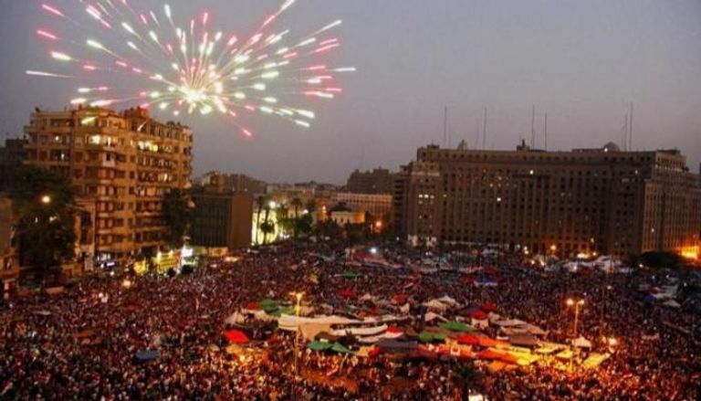 جانب من المشاركين في ثورة 30 يونيو بميدان التحرير بالقاهرة