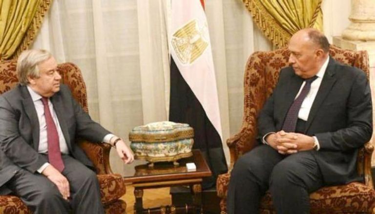 وزير الخارجية المصري في لقاء سابق مع الأمين العام للأمم المتحدة