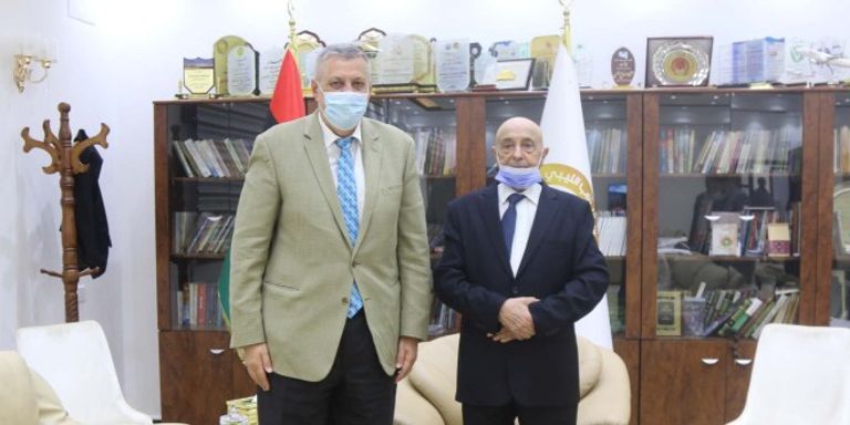 جانب من لقاء عقيلة صالح ويان كوبيش