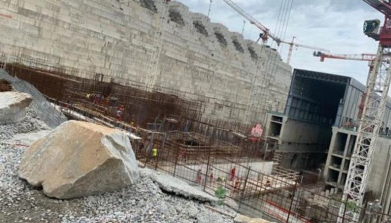 جانب من أعمال البناء في سد النهضة - أرشيفية اعلام مصر وإثيوبيا والسودان