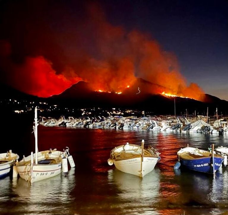 جانب من الحريق الضخم في غابات كوستا برافا الإسبانية