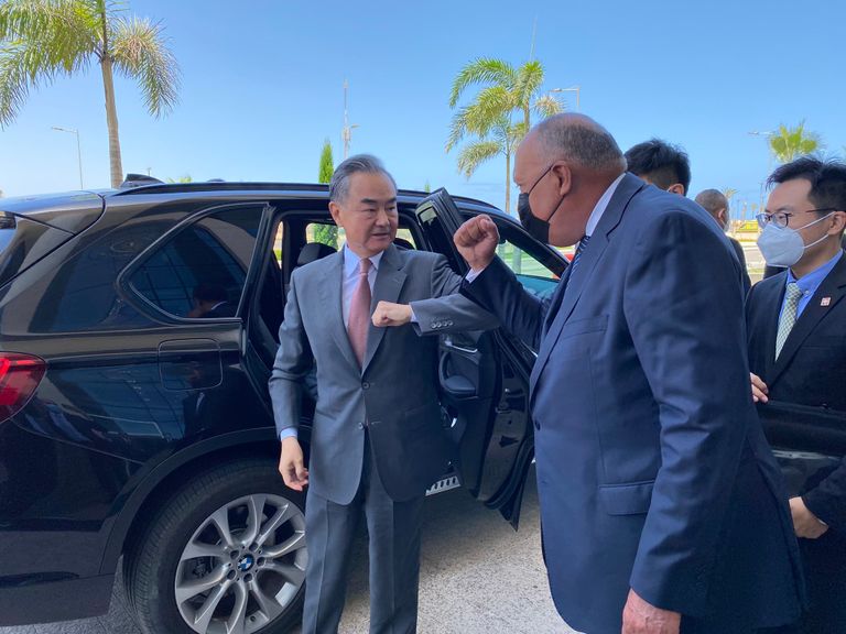 وزير الخارجية المصري خلال لقاء نظيره الصيني