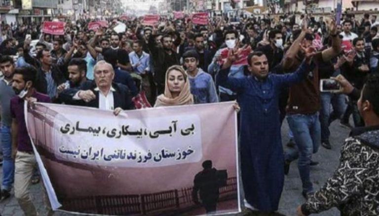 جانب من المظاهرات جنوبي إيران