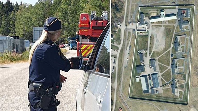 قوات من الشرطة السويدية خارج سجن هالبي