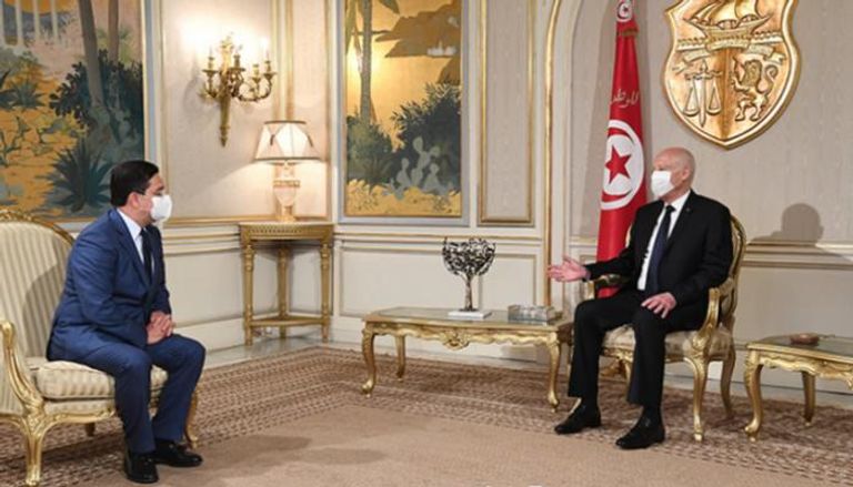جانب من لقاء رئيس تونس ووزير خارجية المغرب