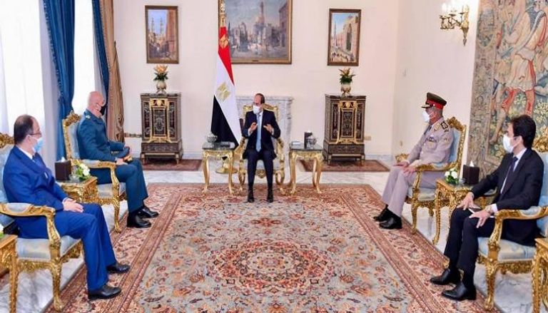 جانب من لقاء الرئيس المصري وقائد الجيش اللبناني