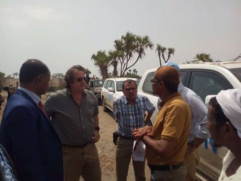 جانب من زيارة منسق الشؤون الإنسانية للأمم المتحدة باليمن ديفيد غريسلي للدريهمي