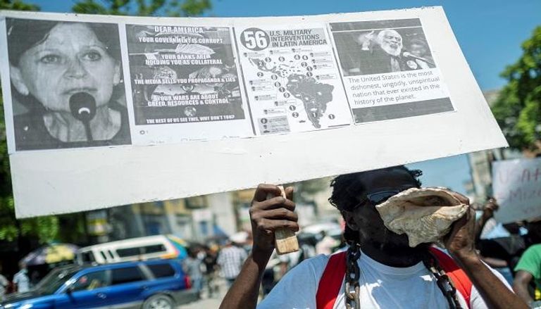 احتجاجات ضد الولايات المتحدة في شوارع هايتي 