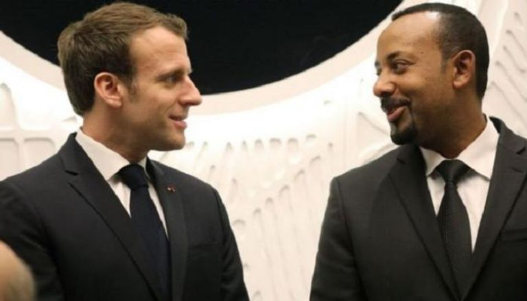 الرئيس الفرنسي خلال لقاء رئيس الوزراء الإثيوبي