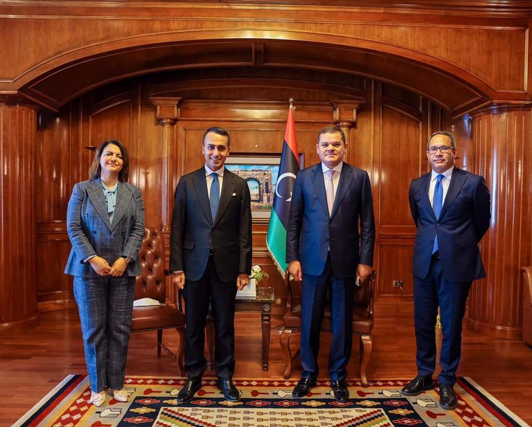 جانب من لقاء المنفي وزير خارجية إيطاليا (الرئاسي الليبي)