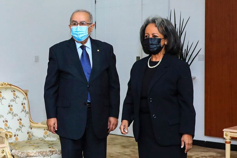 جانب من جلسة استقبال رئيسة إثيوبيا لوزير الخارجية الجزائري جانب من المؤتمر الصحفي للرئيس الجزائري ورئيس المجلس الرئاسي الليبي