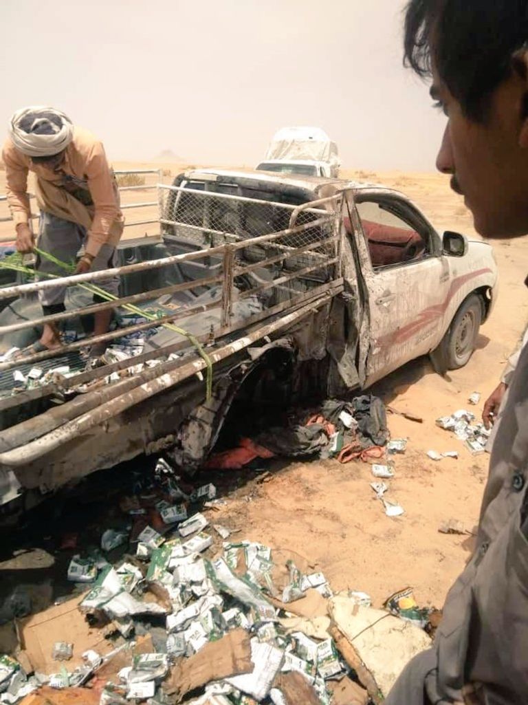 جانب من ألغام مليشيات الحوثي التي زرعتها في اليمن