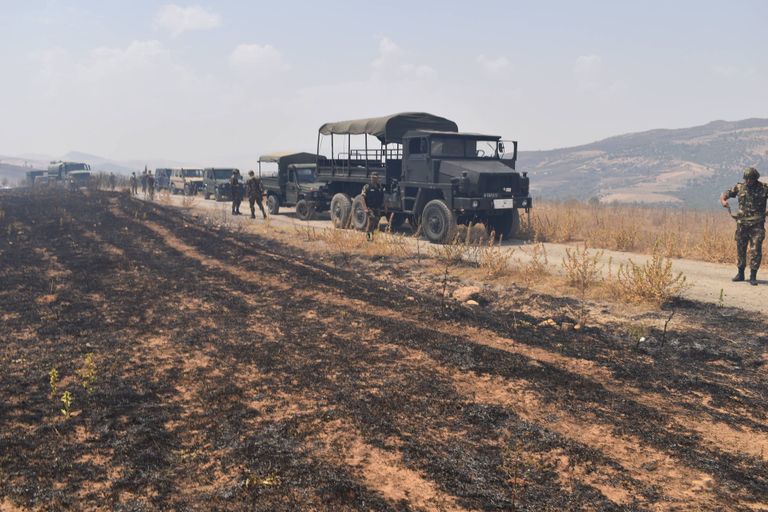 جنود جزائريون في عملية إخماد حرائق غابات محافظة تيزي وزو جنود جزائريون في عملية إخماد حرائق غابات محافظة تيزي وزو