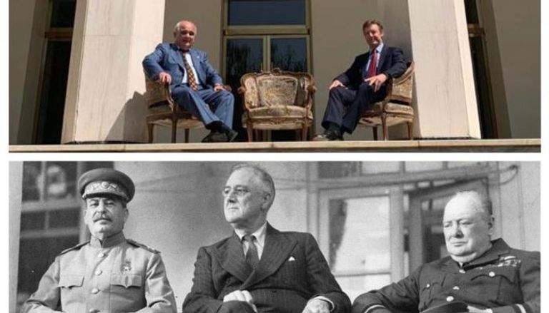 من الأعلى: سفيرا روسيا وبريطانيا. اجتماع طهران 1943 
