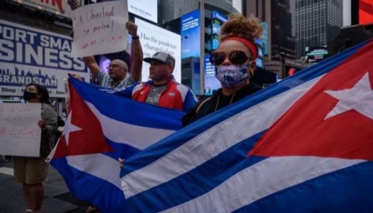 جانب من الاحتجاجات التي تشهدها كوبا- أ.ف.ب