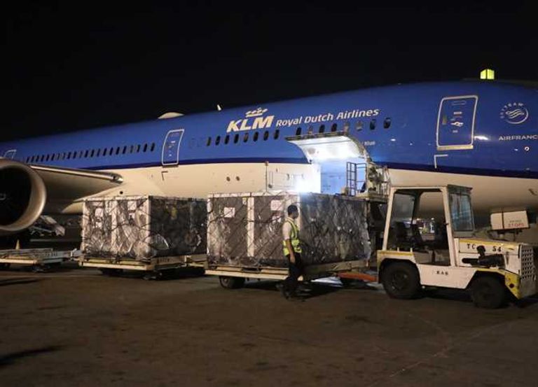 جانب من شحنة اللقاحات التي تسلمتها مصر