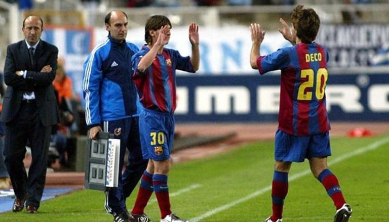 ليونيل ميسي في أول ظهور رسمي مع برشلونة