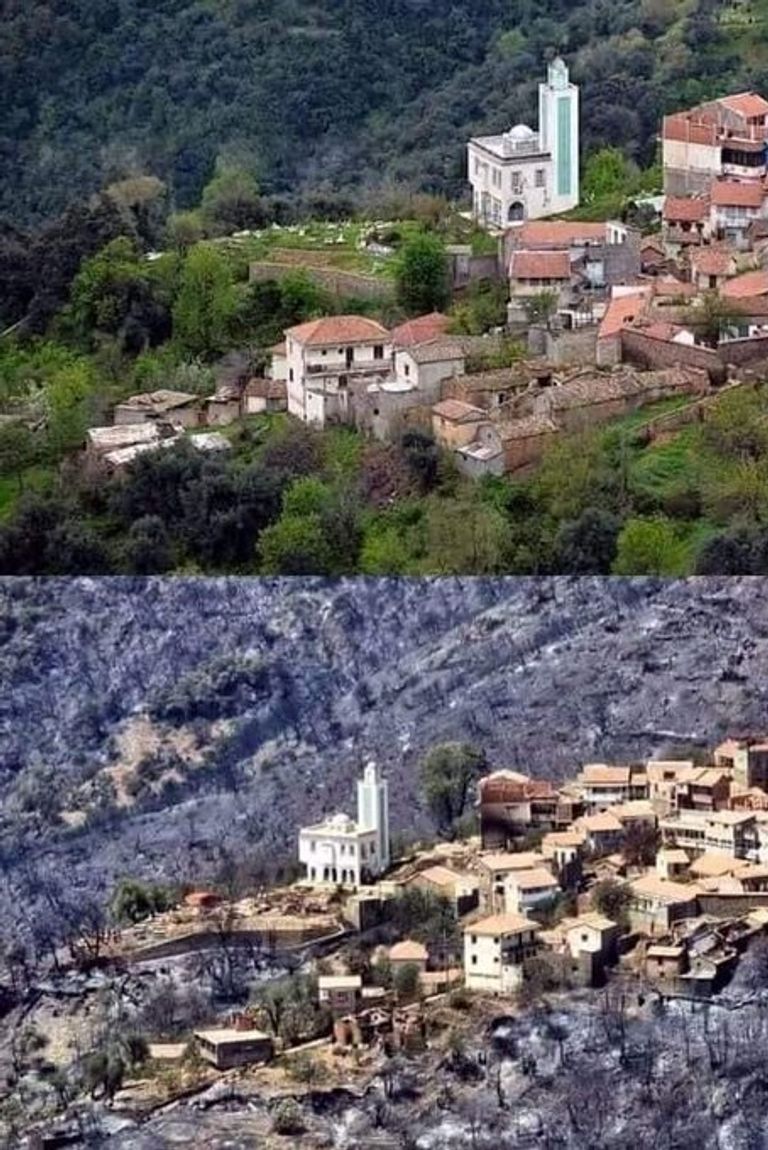 مدينة تيزي وزو الجزائرية قبل وبعد الحرائق