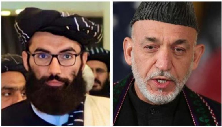 الرئيس السابق حامد كرزاي وقيادي طالبان أنس حقاني
