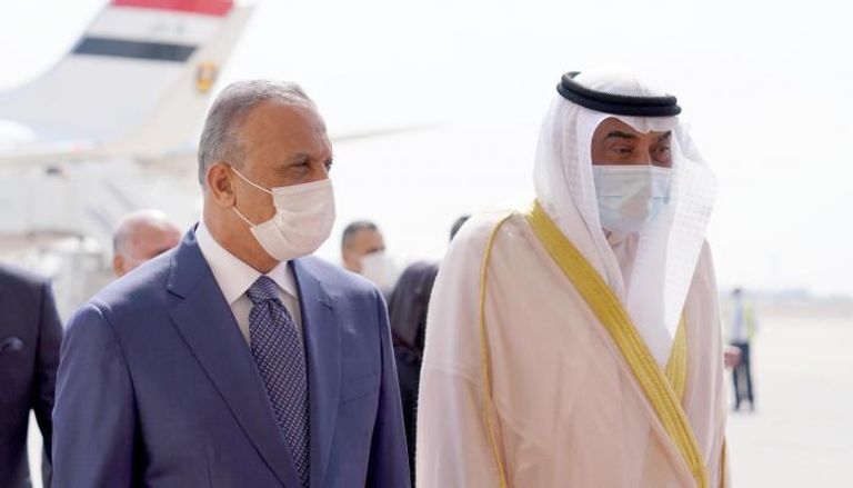 رئيسا وزراء العراق مصطفى الكاظمي والكويت  الشيخ صباح خالد الحمد الصباح