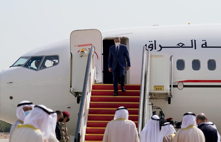 رئيسا وزراء العراق مصطفى الكاظمي والكويت الشيخ صباح خالد الحمد الصباح