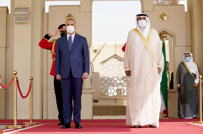 رئيسا وزراء العراق مصطفى الكاظمي والكويت الشيخ صباح خالد الحمد الصباح