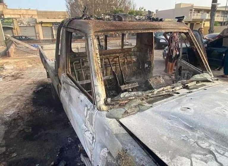 صورة متداولة من الهجوم على النقطة الأمنية غربي ليبيا