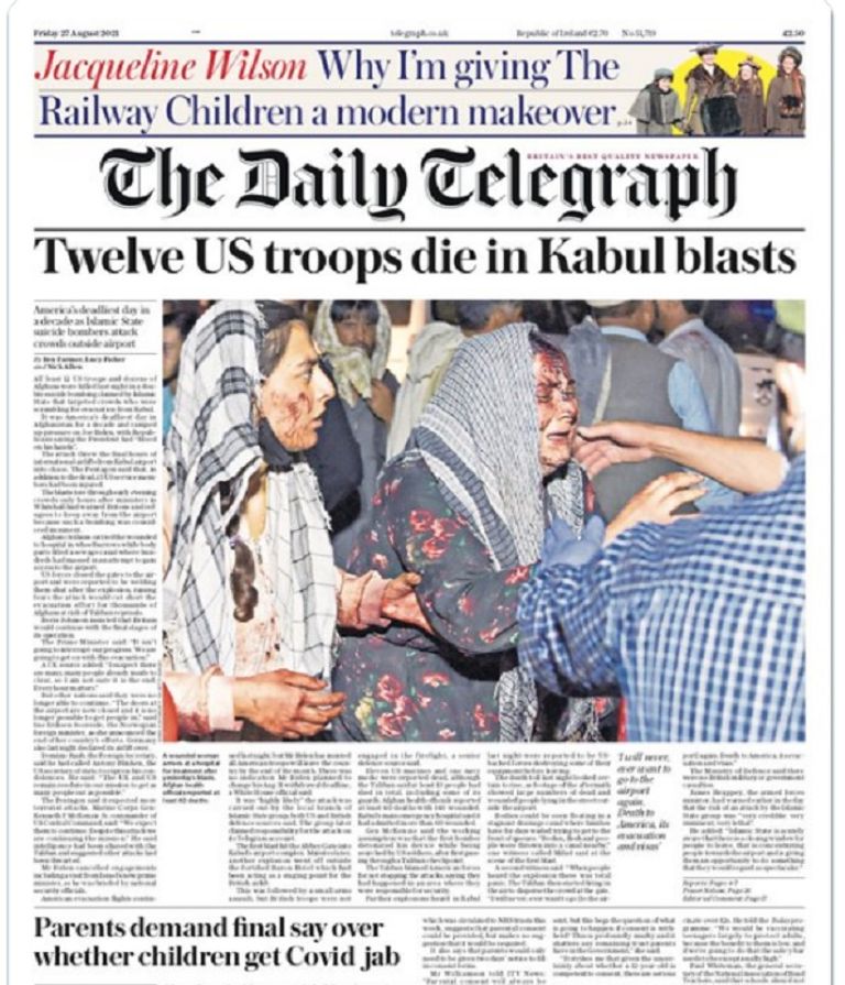 تغطية صحف العالم لتفجيرات كابول 