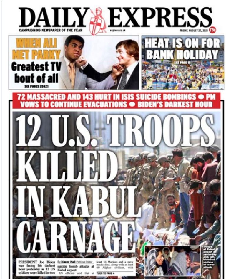 تغطية صحف العالم لتفجيرات كابول 