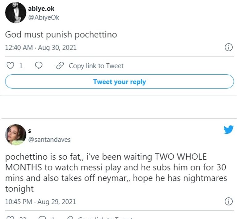 تغريدة هجوم على مدرب باريس سان جيرمان ماوريسيو بوكيتينو وليونيل ميسي
