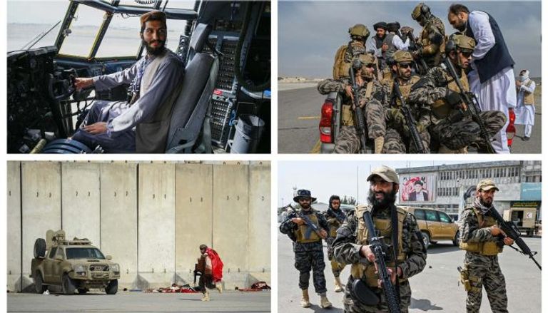 عناصر طالبان في مطار كابول بعد الانسحاب الأمريكي