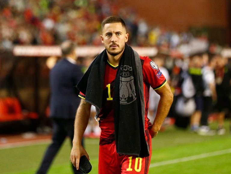 إيدين هازارد مع منتخب بلجيكا في تصفيات كأس العالم جاريث بيل وإيدين هازارد في ريال مدريد