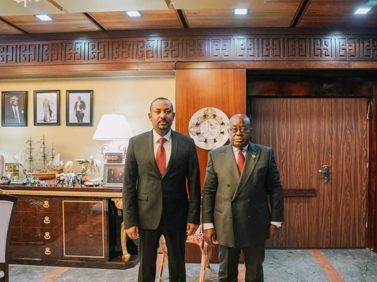 جانب من لقاء رئيس الوزراء الإثيوبي ورئيس السنغال