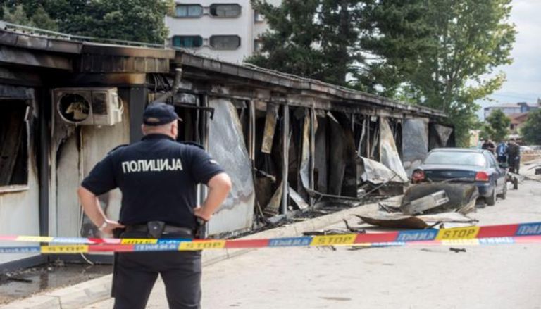 آثار حريق مستشفى لعلاج مرضى كورونا بمقدونيا الشمالية