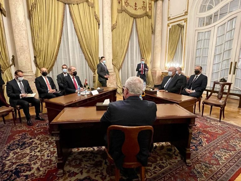 سامح شكري وأيمن الصفدي ورياض المالكي