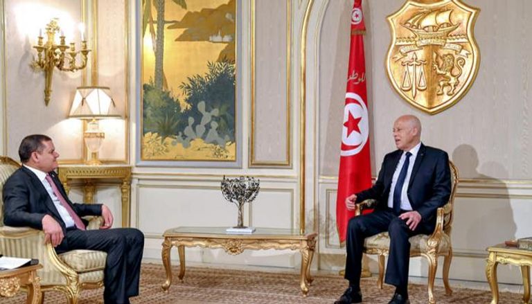جانب من لقاء عبد الحميد الدبيبة وقيس سعيد (الرئاسة التونسية)