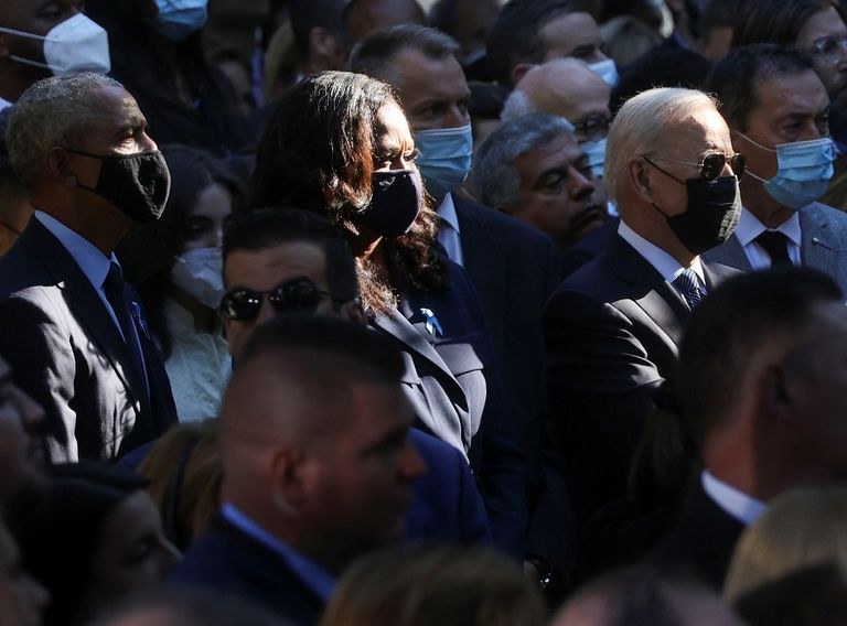 بايدن وأوباما خلال تأبين ضحايا 11 سبتمبر - رويترز