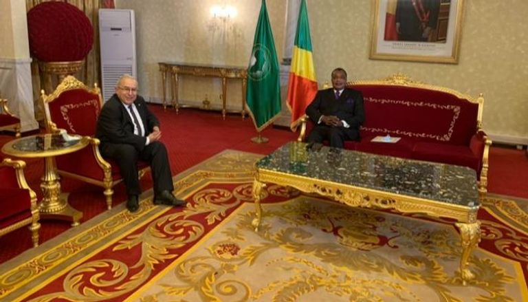جانب من استقبال رئيس الكونجو الديمقراطية لوزير الخارجية الجزائري