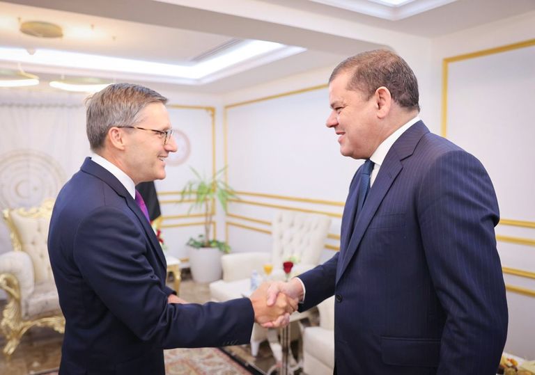 جانب من لقاء الدبيبة ديريك شوليت وريتشارد نورلاند